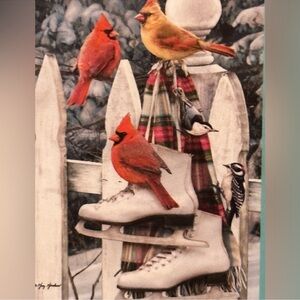 Rain Or Shine “Winter Cardinals” Art Garden Flag~12.5” x 18”~NEW!